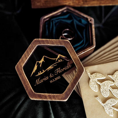 Шкатулка для обручок на магнітах ∙ Hexagon BROWN