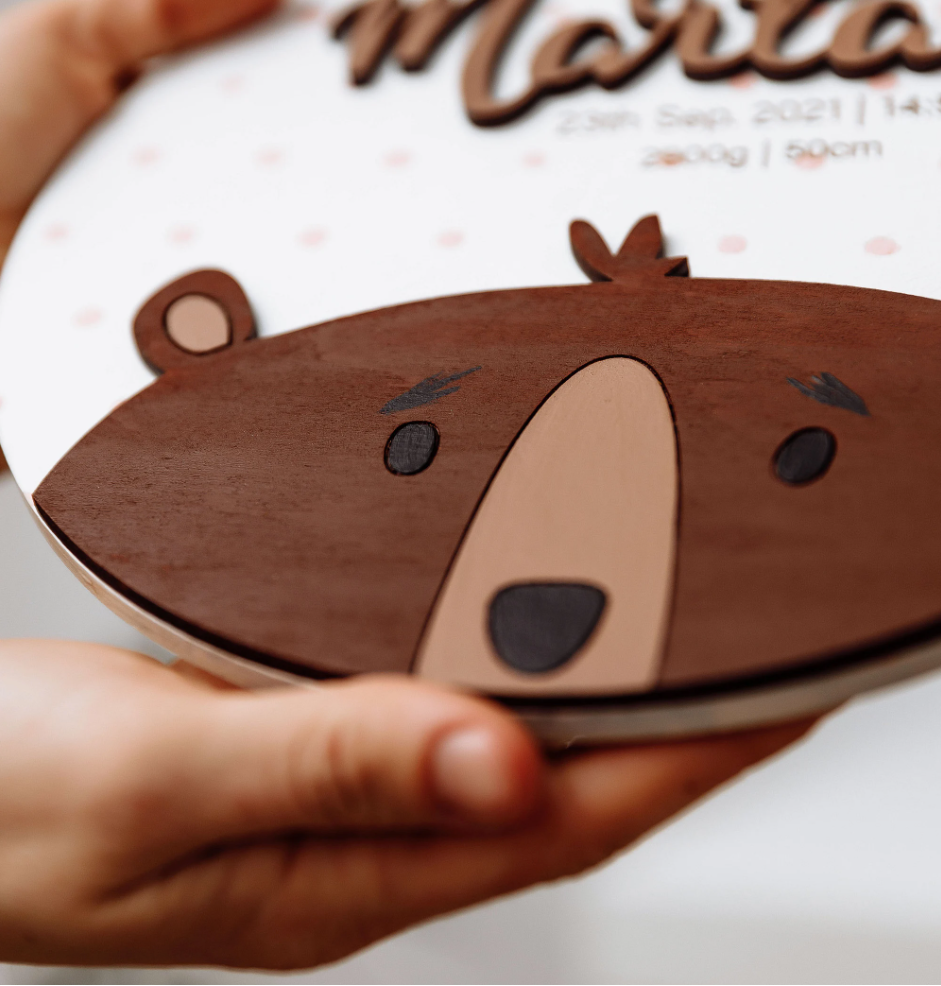 метрика новонародженого
дерев’яний декор
handmade подарунок
декор для дівчинки
ніжний дитячий декор