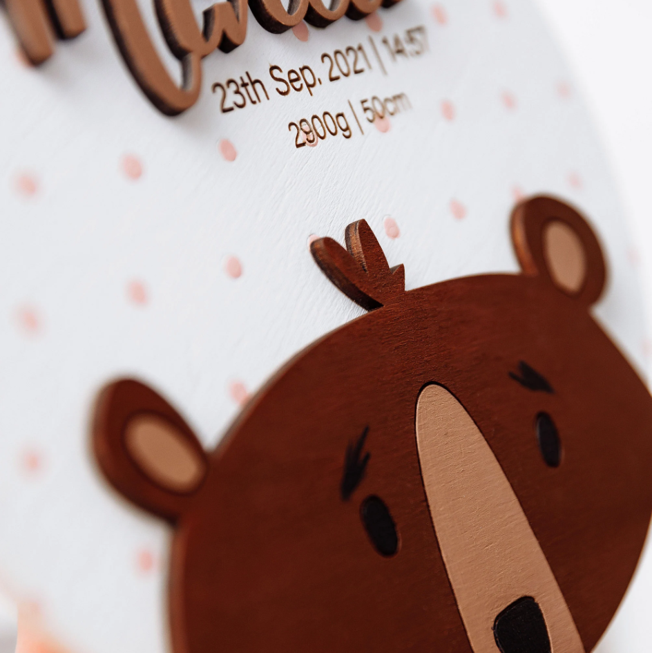 український хендмейд
декор із дерева
подарунок новонародженій
іменна табличка з ведмедиком
подарунок дитині